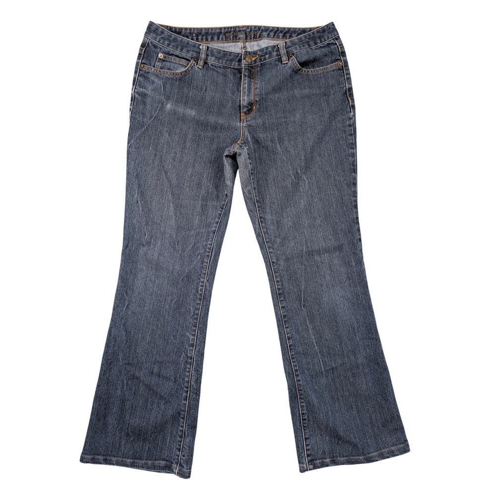 Michael Kors Womens Dark Wash Bootcut Denim Jeans Size 12 Gold Logo Hardware